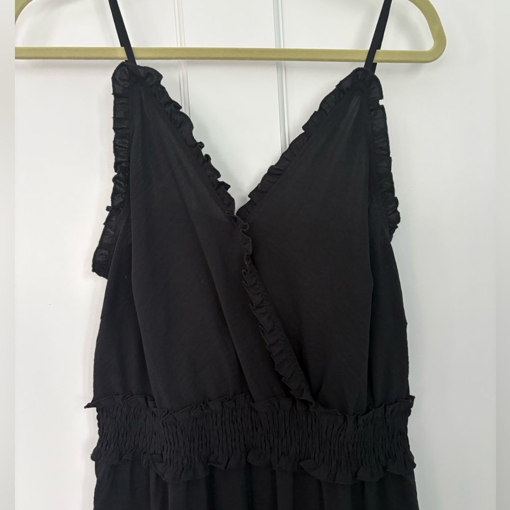 Elegant Black Ruffled Women's Jumpsuit